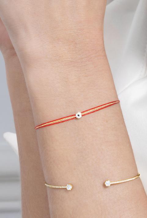 Illusion Colored Pimpant Diamant Noir 0.06克拉圆形钻石黄金双绳女士手链 - Redline - 0++