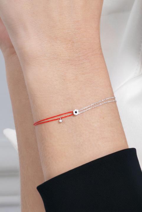 Illusion Colored Si Distingué 0.07克拉圆形钻石白金半绳半链女士手链 - Redline - 0++