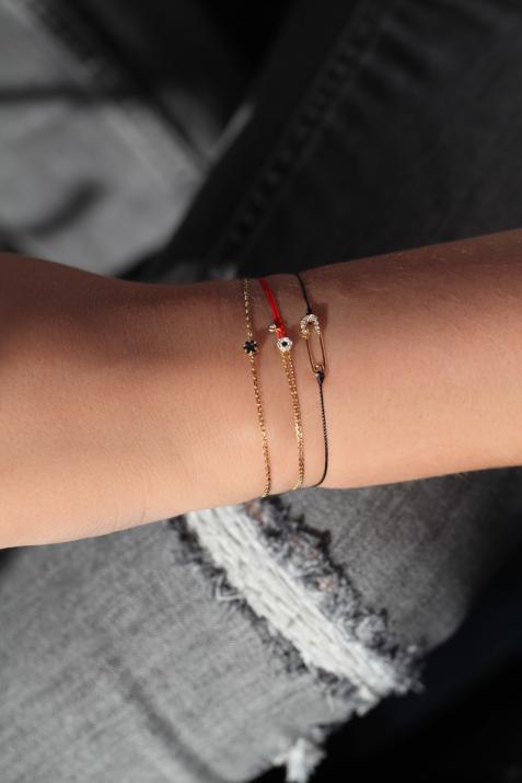 Illusion Colored Si Distingué 0.07克拉圆形钻石黄金半绳半链女士手链 - Redline - 0++