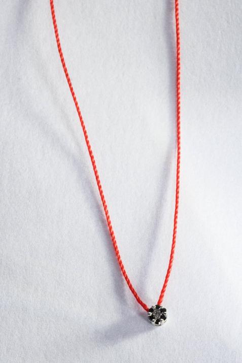 Illusion Colored 0.06克拉圆形钻石白金绳制女士项链 - Redline - 0++