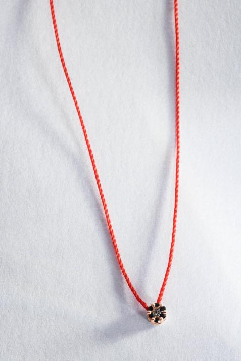 Illusion Colored 0.06克拉圆形钻石玫瑰金绳制女士项链 - Redline - 0++