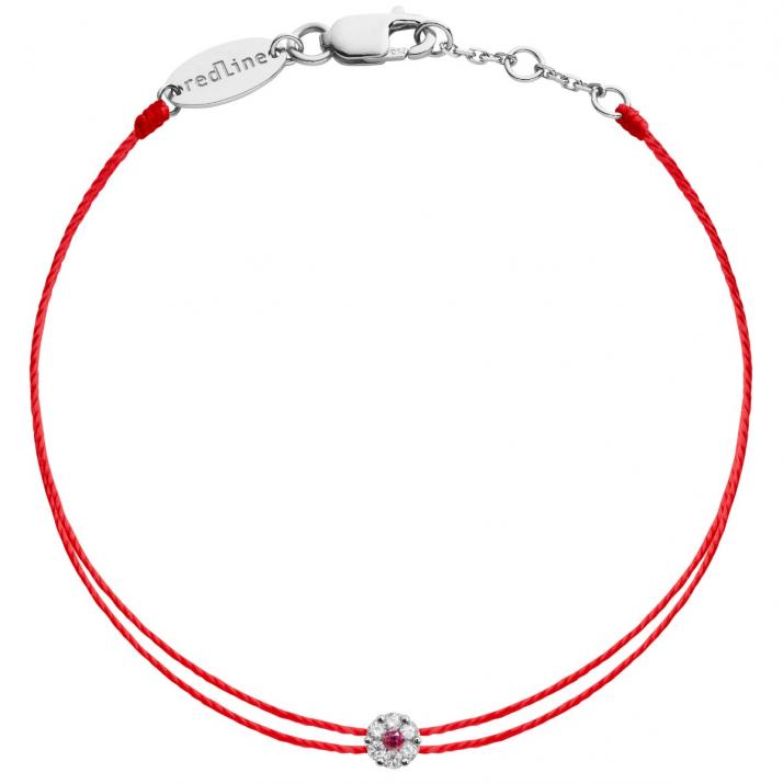Illusion Colored Saphir Rose Twin 0.05克拉圆形钻石粉蓝宝石白金双绳女士手链 - Redline - 0++