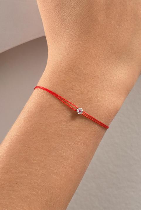 Illusion Colored Saphir Rose Twin 0.05克拉圆形钻石粉蓝宝石白金双绳女士手链 - Redline - 0++