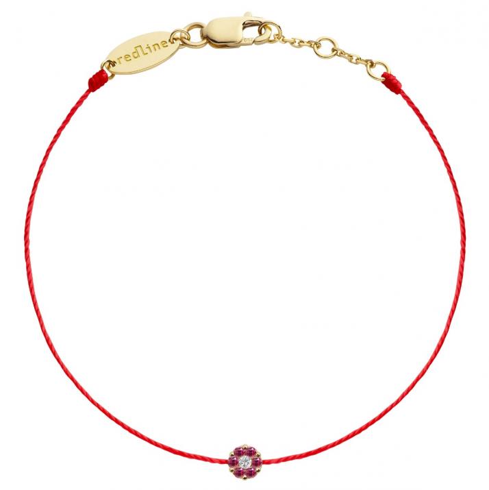 Illusion Colored 0.01克拉圆形钻石黄金绳制女士手链 - Redline - 0++