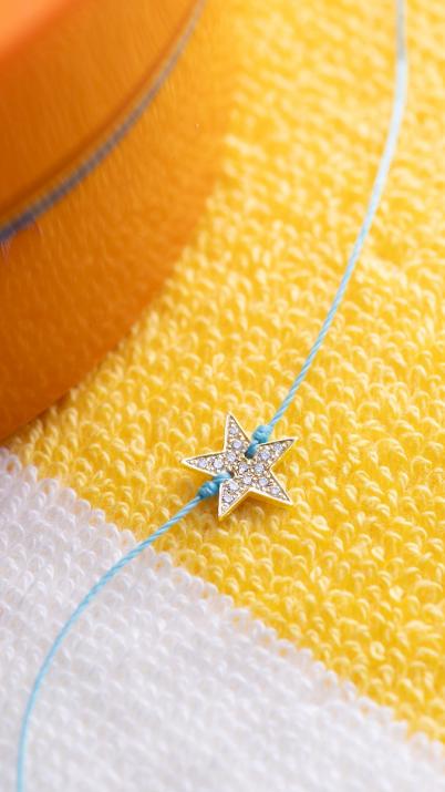 Stella 0.058克拉星形钻石黄金绳制女士手链 - Redline - 0++