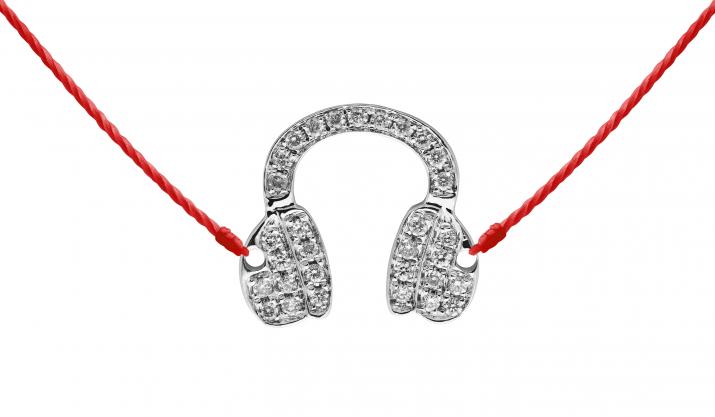 String Necklace Mr Dj Pavé White Gold RedLine Jewelry - Redline