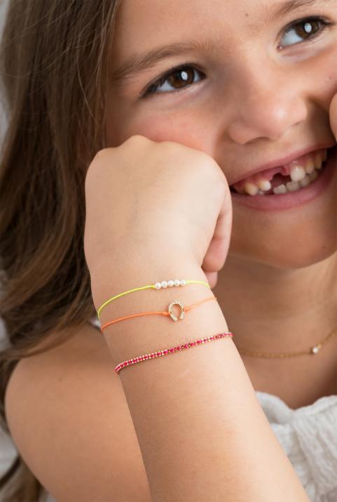 Fer À Cheval 0.04克拉马蹄铁圆形钻石黄金绳制女士手链 - Redline - 0++