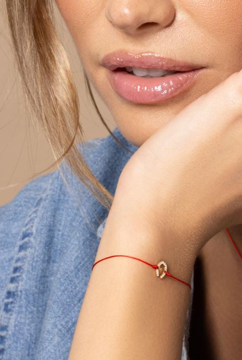 Fer À Cheval 0.04克拉马蹄铁圆形钻石玫瑰金绳制女士手链 - Redline - 0++