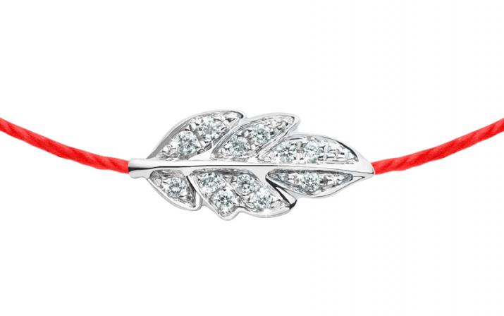 Douceur 0.035克拉圆形钻石白金绳制女士手链 - Redline - 0++