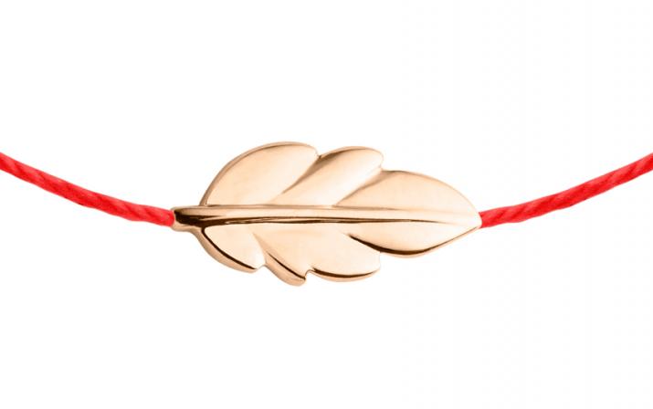 Douceur 树叶玫瑰金绳制女士手链 - Redline - 0++