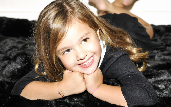 Pure Enfant 0.05克拉圆形钻石黑金绳制儿童手链 - Redline - 0++