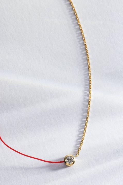 So Pure 0.20克拉圆形钻石黄金半绳半链项链 - Redline - 0++