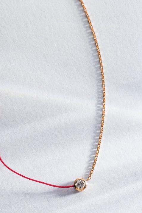 So Pure 0.20克拉圆形钻石玫瑰金半绳半链项链 - Redline - 0++