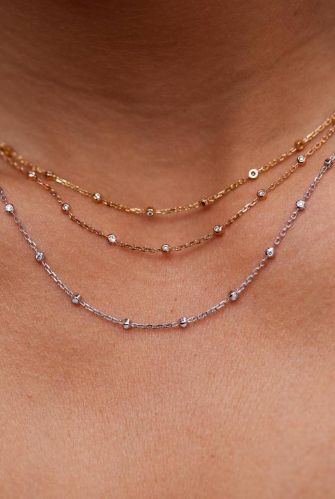 Nuit Étoilée 0.21克拉圆形钻石黄金链制女士项链 - Redline - 0++