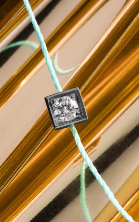 Cube 0.10克拉圆形钻石黑金绳制男士手链 - Redline - 0++