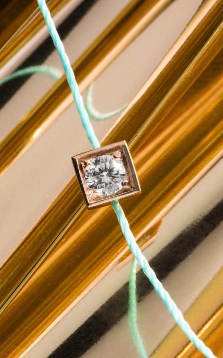 Cube 0.10克拉圆形钻石玫瑰金绳制女士手链 - Redline - 0++