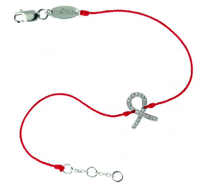 Sidaction Lovelink 0.069克拉圆形钻石白金绳制女士手链 - Redline - 0++