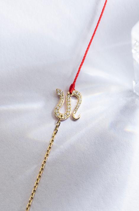 Sneaky Pavé 0.09克拉幸运蛇圆形钻石黄金半绳半链女士手链 - Redline - 0++