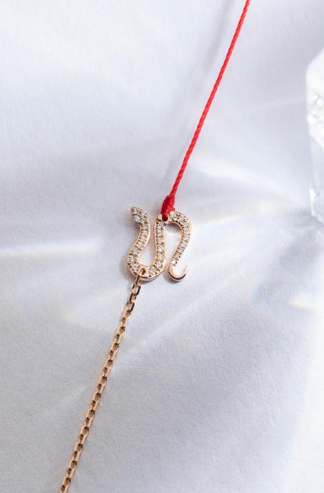 Sneaky Pavé 0.09克拉幸运蛇圆形钻石玫瑰金半绳半链女士手链 - Redline - 0++