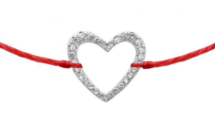 Ly 0.05克拉爱心圆形钻石白金绳制女士手链 - Redline - 0++