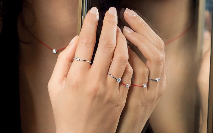 Coquette 0.05克拉圆形钻石黄金戒指 - Redline - 0++