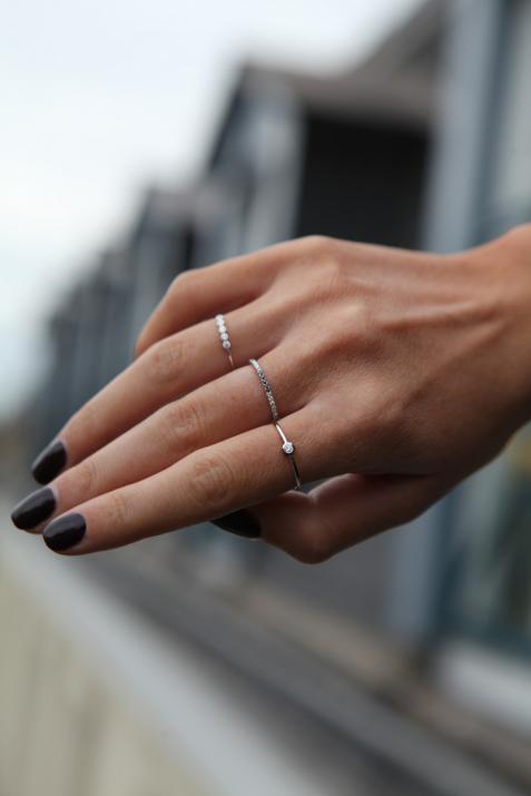 Délicate 0.05克拉圆形钻石白金戒指 - Redline - 0++