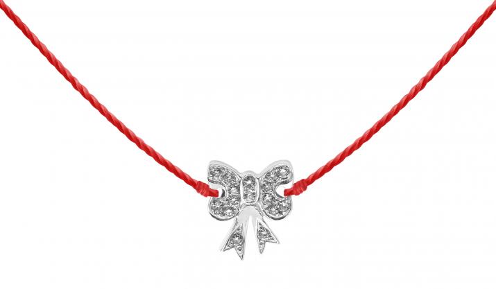 String Necklace Petit Noeud Noeud White Gold RedLine Jewelry - Redline