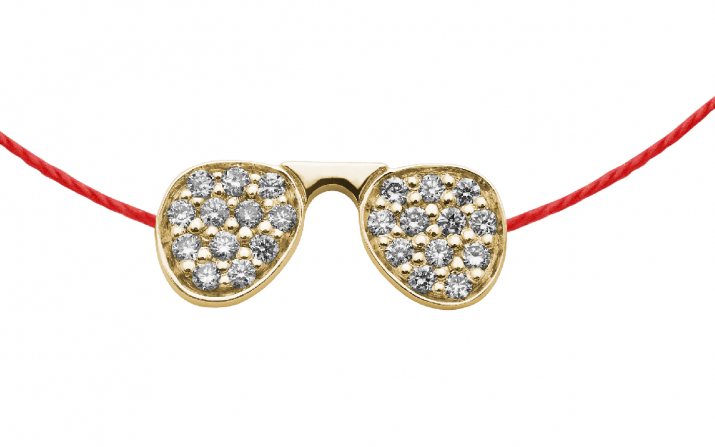 Stylé 0.12克拉墨镜圆形钻石黄金绳制女士手链 - Redline - 0++