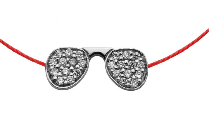 Stylé 0.12克拉墨镜圆形钻石黑金绳制女士手链 - Redline - 0++