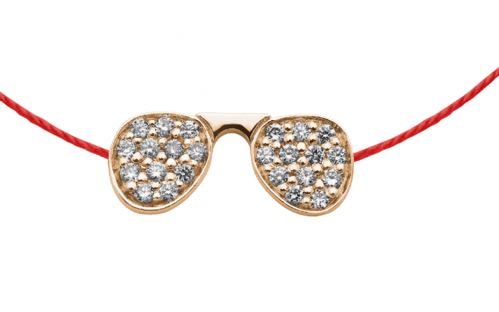 Stylé 0.12克拉墨镜圆形钻石玫瑰金绳制女士手链 - Redline - 0++