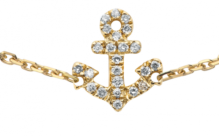 Mini Ancre 0.064克拉锚圆形钻石黄金链制女士手链 - Redline - 0++