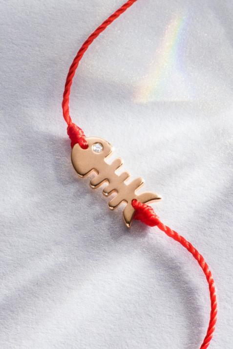 Blup Blup 0.004克拉鱼骨圆形钻石玫瑰金绳制女士手链 - Redline - 0++