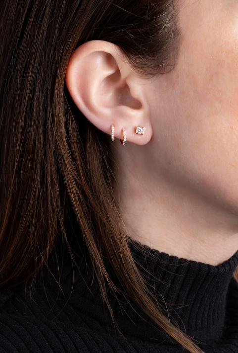 Cube 0.20克拉圆形钻石玫瑰金耳饰 - Redline - 0++