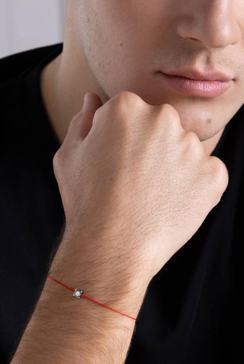 Cube 0.10克拉圆形钻石黑金绳制男士手链 - Redline - 0++