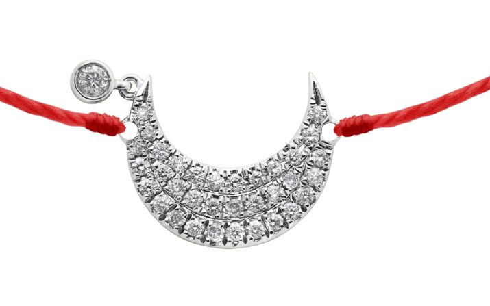 My Moon Down 0.12克拉月牙圆形钻石白金绳制女士手链 - Redline - 0++