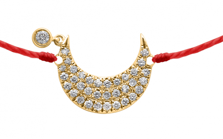 My Moon Down 0.12克拉月牙圆形钻石黄金绳制女士手链 - Redline - 0++