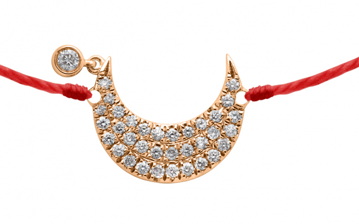 My Moon Down 0.12克拉月牙圆形钻石玫瑰金绳制女士手链 - Redline - 0++