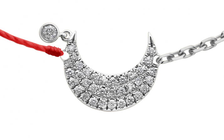My Moon Down 0.12克拉月牙圆形钻石白金半绳半链女士手链 - Redline - 0++
