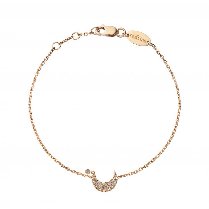 My Moon Down 0.12克拉月牙圆形钻石玫瑰金链制女士手链 - Redline