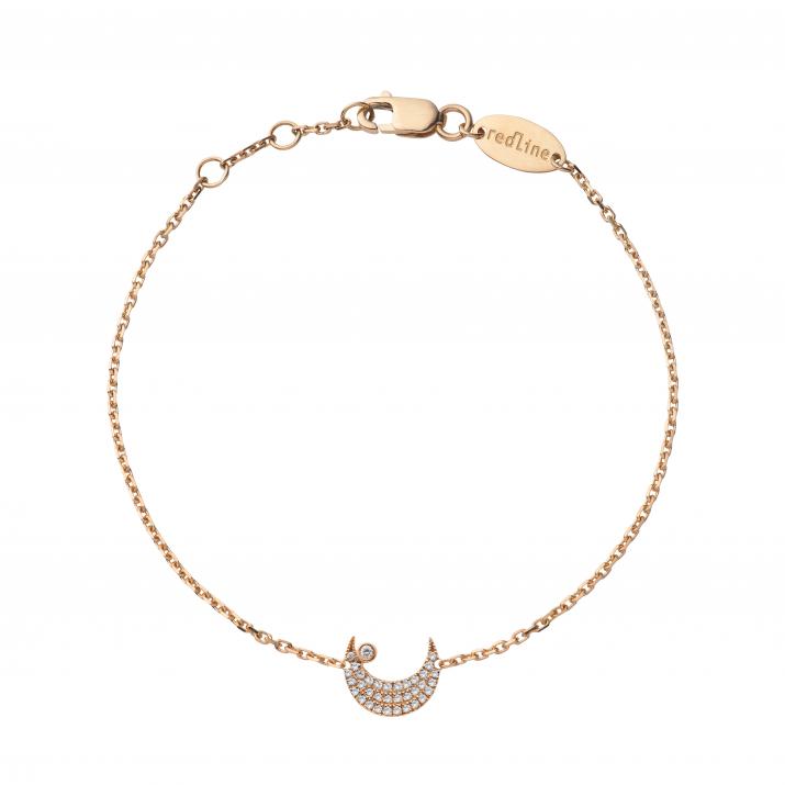My Moon Up 0.12克拉月牙圆形钻石玫瑰金链制女士手链 - Redline