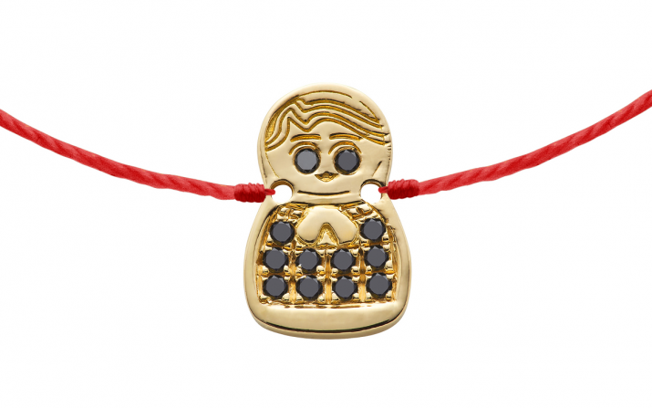 Mini Kouka Parure Noire 0.06克拉俄罗斯套娃圆形黑钻黄金绳制女士手链 - Redline - 0++