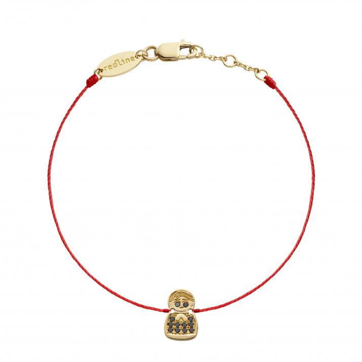 Mini Kouka Parure Noire 0.06克拉俄罗斯套娃圆形黑钻黄金绳制女士手链 - Redline - 0++