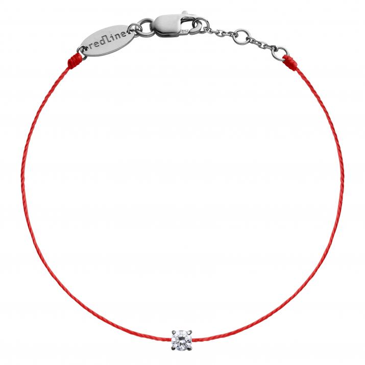 Solitaire 0.08克拉圆形钻石黑金绳制女士手链 - Redline - 0++