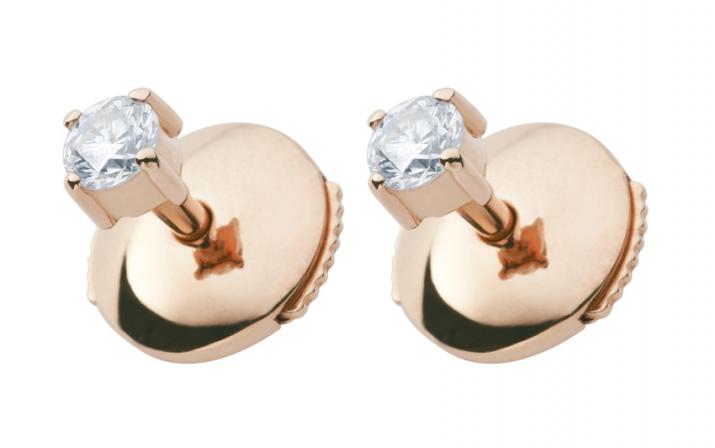 Solitaire 0.16克拉圆形钻石玫瑰金耳饰 - Redline - 0++