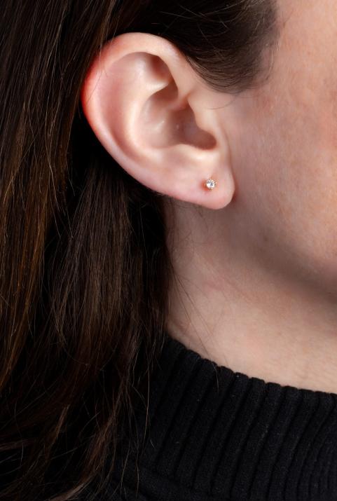 Solitaire 0.16克拉圆形钻石玫瑰金耳饰 - Redline - 0++