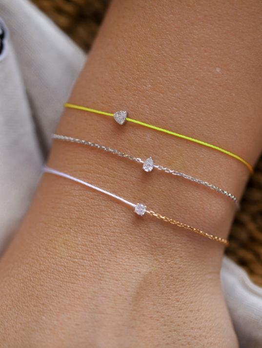 Solitaire 0.08克拉圆形钻石黄金半绳半链女士手链 - Redline - 0++