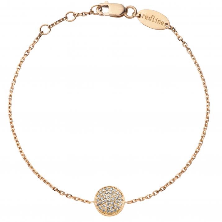 Mini Full Moon 0.19克拉满月圆形钻石玫瑰金链制女士手链 - Redline