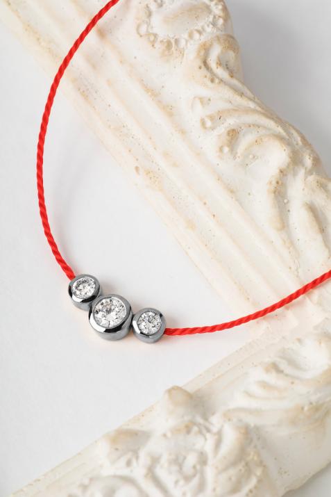 Eternity Amuro 0.20克拉圆形钻石黑金绳制女士手链 - Redline - 0++