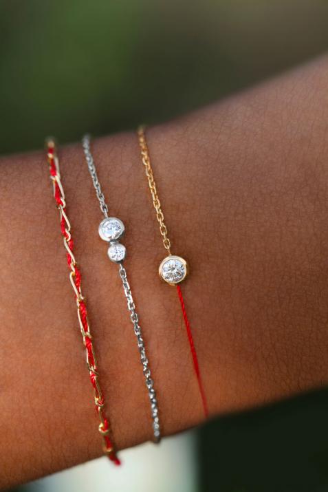 Infinite 0.15克拉圆形钻石白金链制女士手链 - Redline - 0++