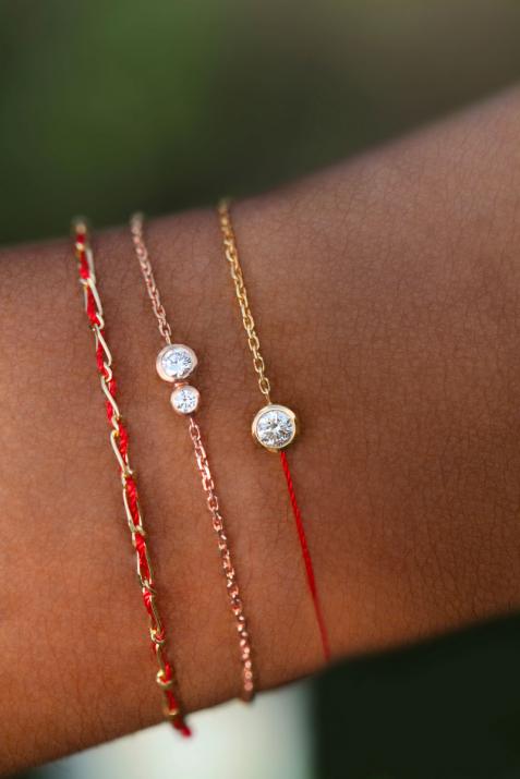 Infinite 0.15克拉圆形钻石玫瑰金链制女士手链 - Redline - 0++